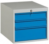 Container suspendat, 47 x 51 x 59 cm, 3 sertare, gri/albastru