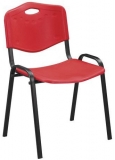 Scaun de sufragerie din plastic Manutan ISO, rosu