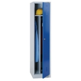Dulap sudat pentru vestiar cu perete separator Manutan DURO PROFI, 1 compartiment, gri/albastru, incuietoare cilindrica