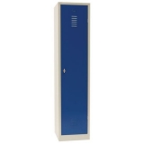 Dulap sudat pentru vestiar cu perete separator Manutan DURO PROFI, 1 compartiment, gri/albastru, inchidere rotativa