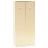 Dulap sudat pentru vestiar cu perete separator Manutan DURO PROFI, 2 compartimente, bej/bej, inchidere rotativa