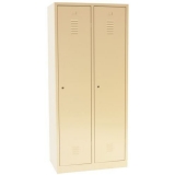 Dulap sudat pentru vestiar cu perete separator Manutan DURO PROFI, 2 compartimente, bej/bej, incuietoare cilindrica