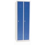 Dulap sudat pentru vestiar Manutan DURO PROFI, 2 compartimente, gri/albastru, inchidere rotativa