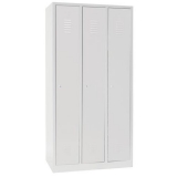 Dulap sudat pentru vestiar Manutan DURO PROFI, 3 compartimente, gri/gri, incuietoare cilindrica