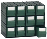 Organizator modular, 12 sertare, negru/verde