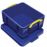 Cutie de depozitare din plastic cu capac cu cleme, albastra, 18 l