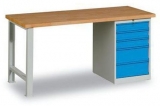 Masa de atelier Weld cu 5 sertare, 84 x 150 x 80 cm, gri