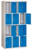 Dulap sudat pentru vestiar Eric usor, 12 compartimente, incuietoare cilindrica, gri/albastru inchis