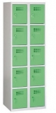 Dulap sudat pentru vestiar Eric usor, 10 compartimente, incuietoare cilindrica, gri/verde