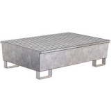 Cuva de captare din otel Manutan, pentru 2 butoaie, capacitate 220 l, zincata