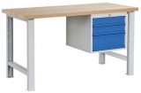 Masa de atelier Weld cu 3 sertare, 84 x 150 x 68,5 cm, gri
