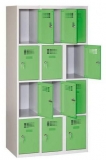 Dulap sudat pentru vestiar Eric usor, 12 compartimente, incuietoare cilindrica, gri/verde