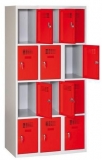 Dulap sudat pentru vestiar Eric usor, 12 compartimente, incuietoare cilindrica, gri/rosu