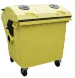 Pubela de exterior din plastic pentru deseuri sortate, volum 1100 l, galbena