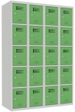 Dulap sudat pentru vestiar Josh, 20 compartimente, incuietoare cilindrica, gri/verde