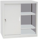 Dulap metalic de atelier Manutan, 100 x 100 x 65 cm, gri/gri