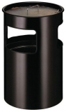 Cos de gunoi metalic de exterior Manutan Stream cu scrumiera, volum 50 l, negru