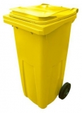 Pubela de exterior din plastic pentru deseuri sortate, volum 120 l, galbena