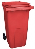 Pubela de exterior din plastic pentru deseuri sortate, volum 240 l, rosie