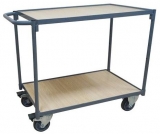 Carucior cu rafturi Manutan cu maner, pana la 250 kg, 2 rafturi, 82,8 x 116,5 x 61,3 cm