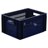 Navete de plastic stivuibile PP Manutan cu pereti cu perforatii, 19 l