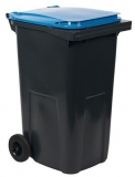 Pubela de exterior din plastic pentru deseuri sortate, volum 240 l, gri/albastra