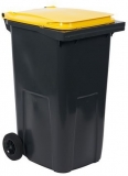 Pubela de exterior din plastic pentru deseuri sortate, volum 240 l, gri/galbena