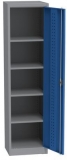 Dulap metalic de atelier, 4 polite, 195 x 50,5 x 50 cm, gri inchis/albastru inchis