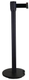 Stalp de ingradire cu banda Manutan Black, baza cu roti, 5 m, negru