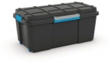Cutie de depozitare din plastic cu capac cu cleme Scuba, neagra, 80 l