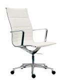 Scaun piele alba baza aluminiu Sophia