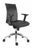 Scaun piele ecologica neagra baza aluminiu brate reglabile spatar mesh Ergoflex Marilyn