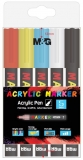 Set marker cu vopsea acrilica, varf rotund, 2 mm, 5 culori/set, M&G