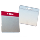 Port - card din PVC orizontal, 90 x 60 mm, cu margine colorata rosu