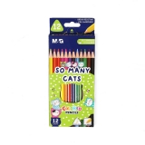 Creioane colorate triunghiulare, So many cats, 12 culori/ set M&G 