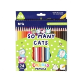 Creioane colorate triunghiulare, So many cats, 24 culori/set M&G