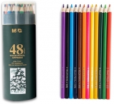 Creioane colorate hexagonale, ulei pastel, cutie cilindrica din carton premium, 48 culori/set, M&G