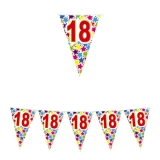 Ghirlanda Fanioane din plastic culori asortate 6 m  x 25 cm stelute cu numarul 18 Big Party