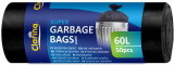 Saci menajeri Clarina, HDPE, 60 litri, 50 buc/rola, negru