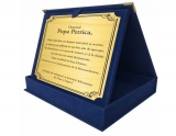 Placheta personalizata in cutie de plus, albastru portrait, 19.5 x 24.5 x 3 cm 