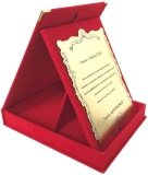 Placheta personalizata in cutie de plus, rosu landscape, 15.5 x 18.5 x 3 cm 