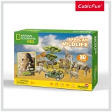 Puzzle 3D+Brosura-Animale Salbatice 69 Piese Cubicfun