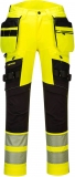 Pantaloni DX4 Hi-Vis Portwest, holster detasabil, galben/negru
