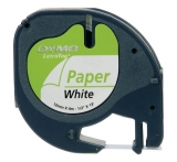 Banda Letratag hartie 12mm x 4m alb Dymo