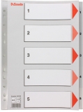 Index din plastic, A4, index 1-5, Esselte