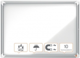 Avizier Premium Plus, exterior, otel emailat, 8x A4, cu usa si cheie, magnetic, alb NOBO