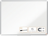 Tabla Premium Plus, otel lacuit, 120x90 cm, magnetica, include marker si tavita, alb NOBO