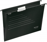 Dosar suspendabil  Alpha Active, carton, partial reciclat, certificare Blue Angel, reciclabil, A4, cu burduf, 5 buc/set, Leitz negru