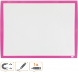 Tabla Joy, plastic, 43x58.5 cm, magnetica, include marker, burete si magneti, alb, rama roz NOBO