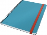 Caiet de birou  Cosy, carton laminat, coperta dura, certificare FSC, reciclabil, B5, 80 coli, cu spira, matematica, Leitz albastru celest